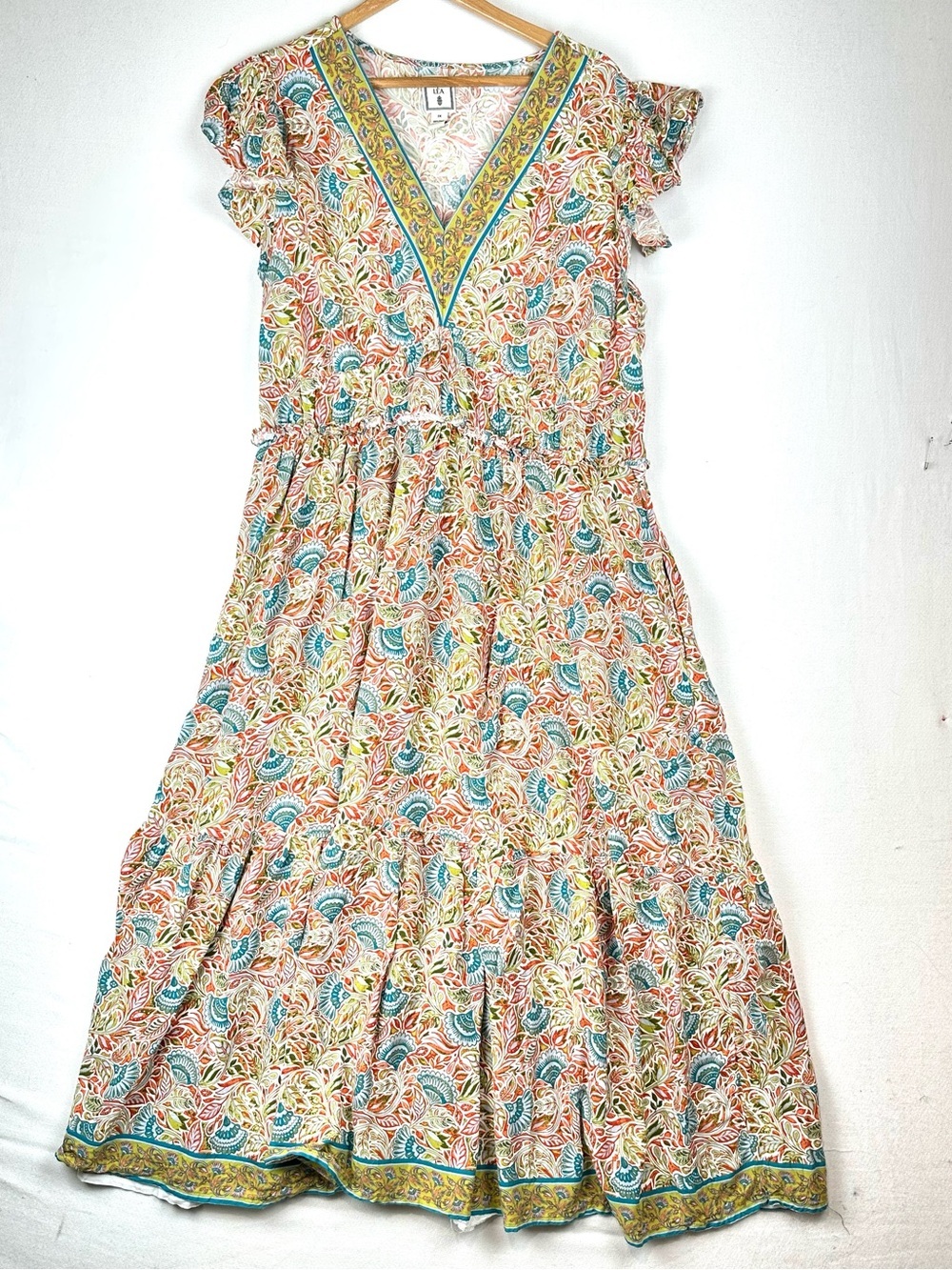 Lea Floral Flutter Sleeve Tiered Maxi Dress Boho